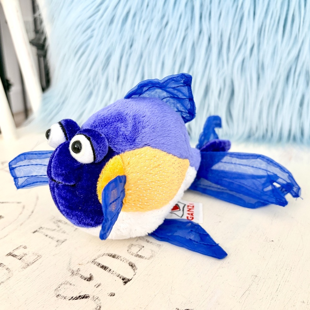 WEBKINZ Lil" Kinz, Purple, GoldFish, Ganz, Plush, Fish, Nice‎ Condition, NO CODE